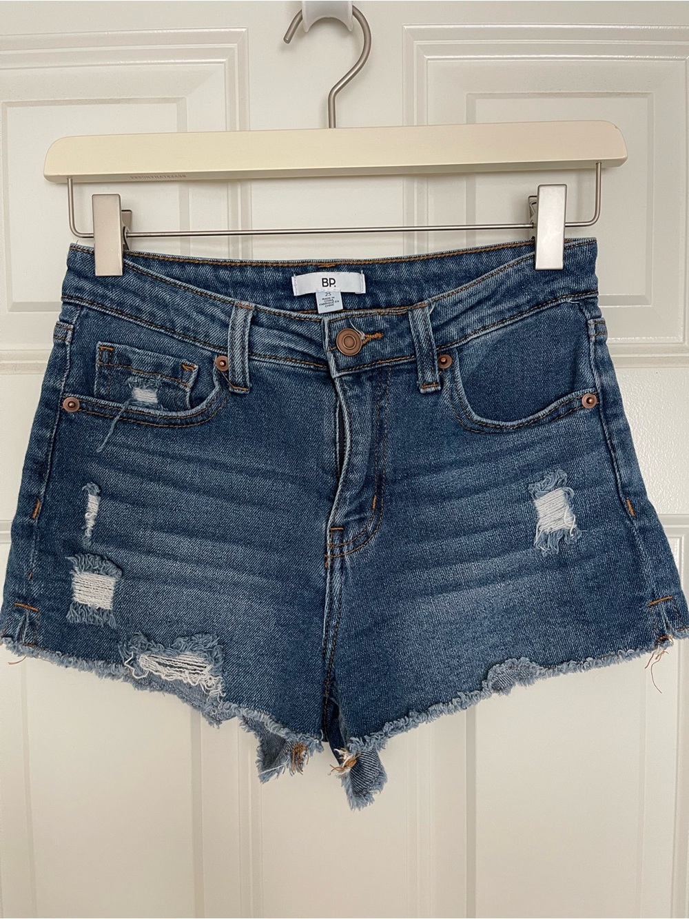 bp Medium Blue Distressed Denim Cutoff Shorts
